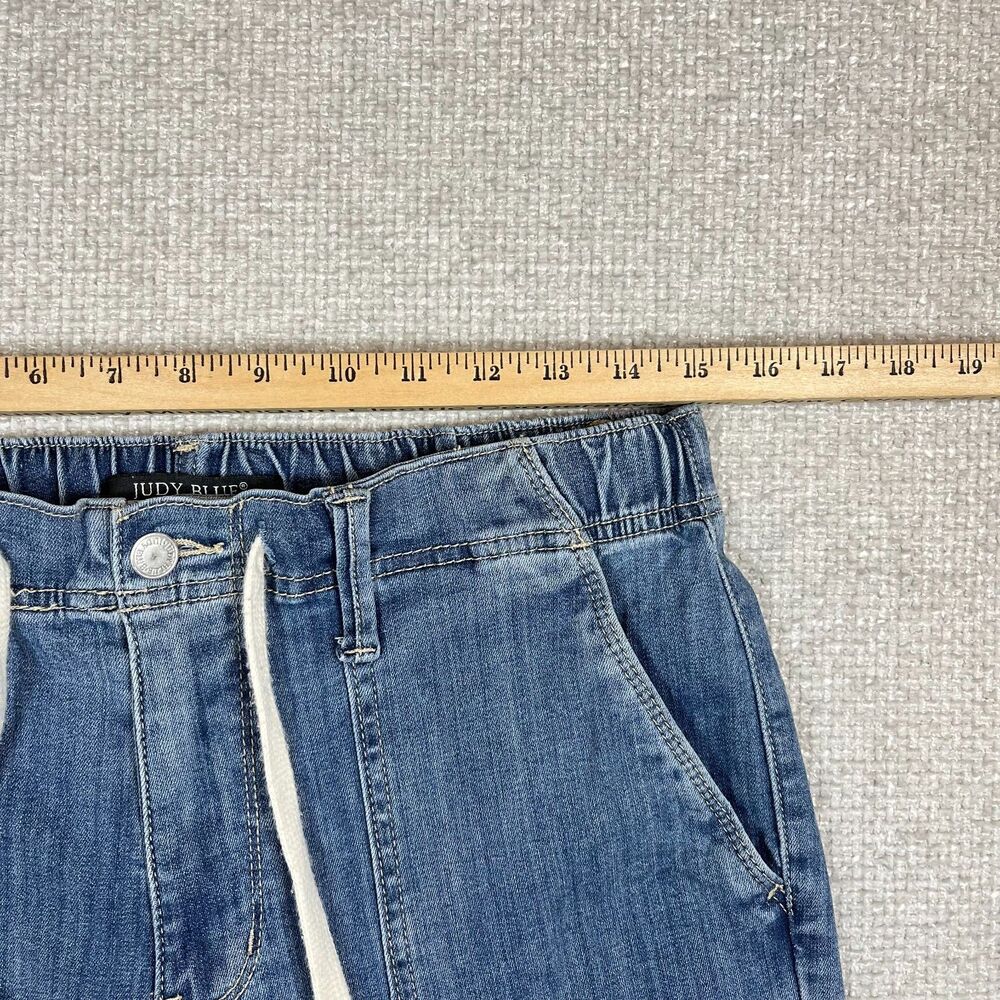 Judy Blue Jeans Womens 7/28 Blue Jogger High Rise Tapered Denim Pants Drawstring - Picture 8 of 12